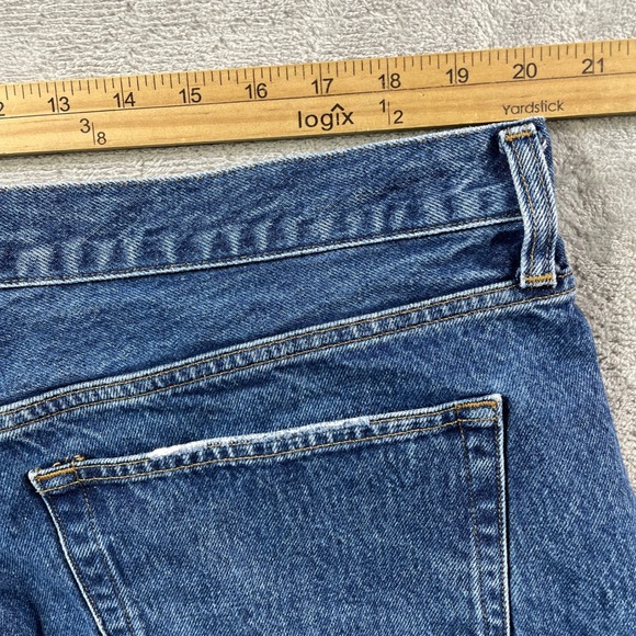 AGOLDE Parker Long Shorts Women 34 Blue 4" Denim Button Fly Beach Festival - Picture 4 of 11